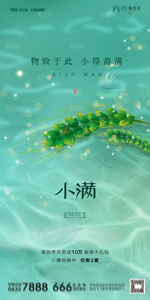 地产小满节气简约大气海报