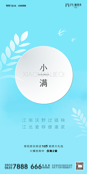 地产小满节气简约大气海报