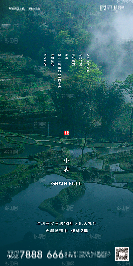 地产小满节气简约大气海报