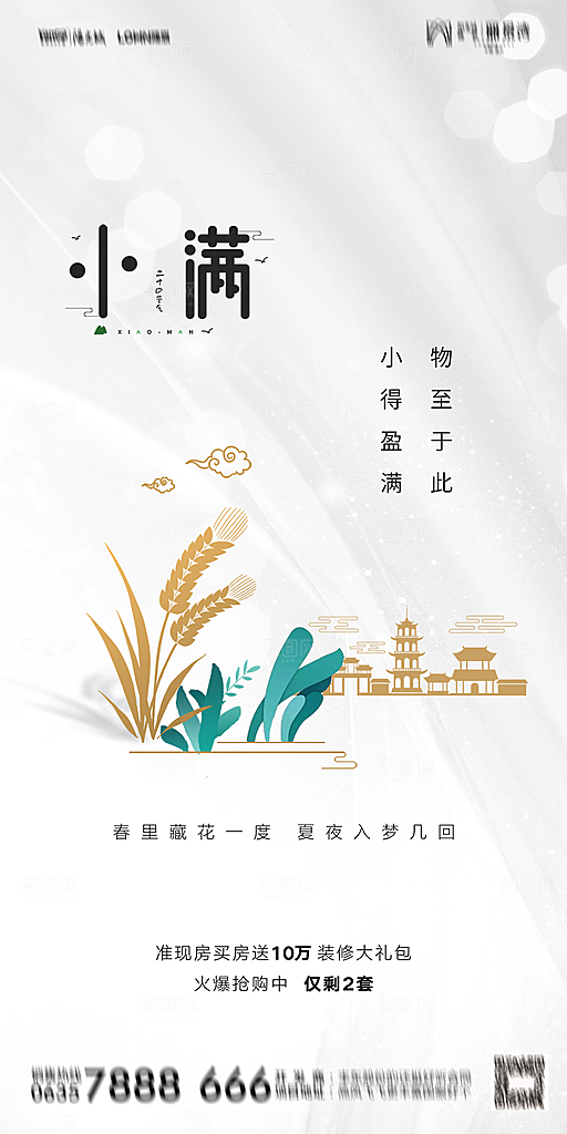 地产小满节气简约大气海报
