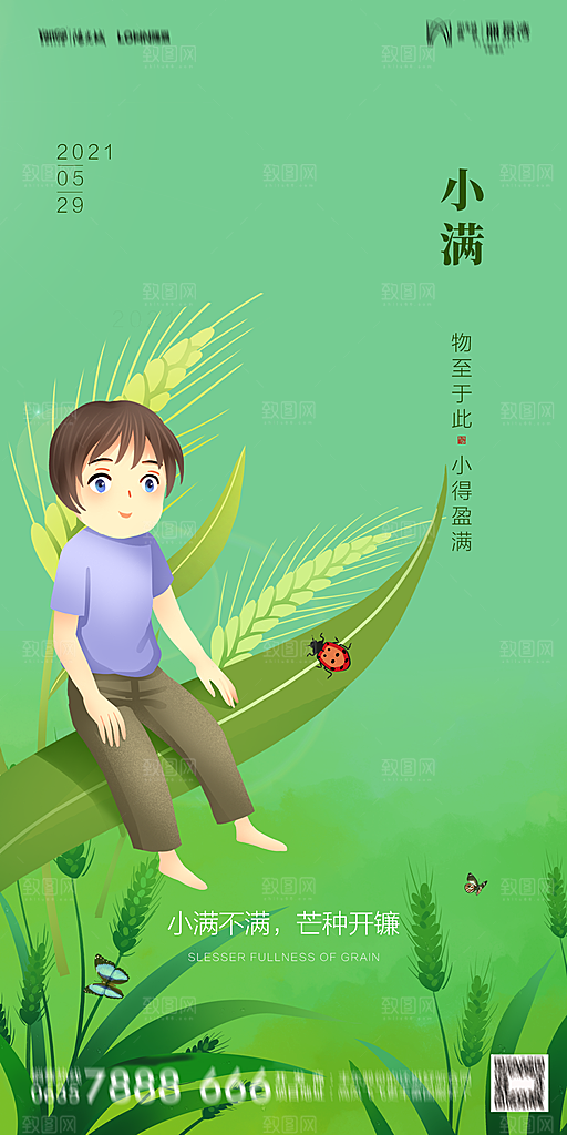地产小满节气简约大气海报