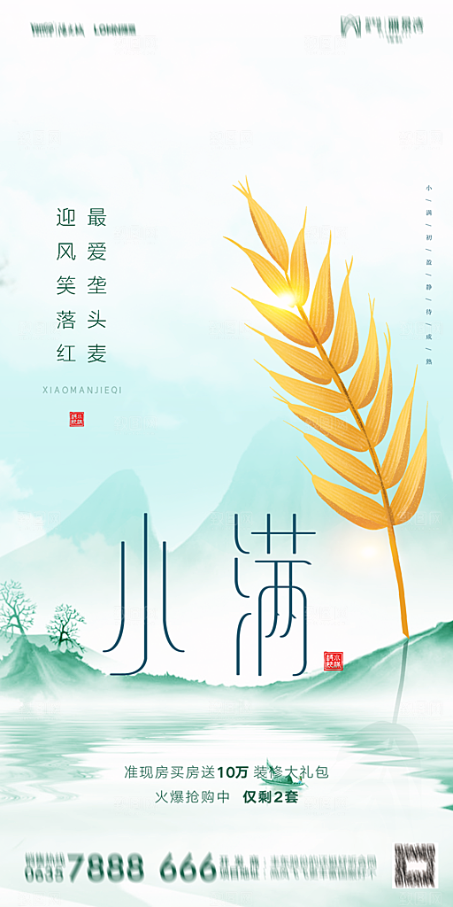 地产小满节气简约大气海报