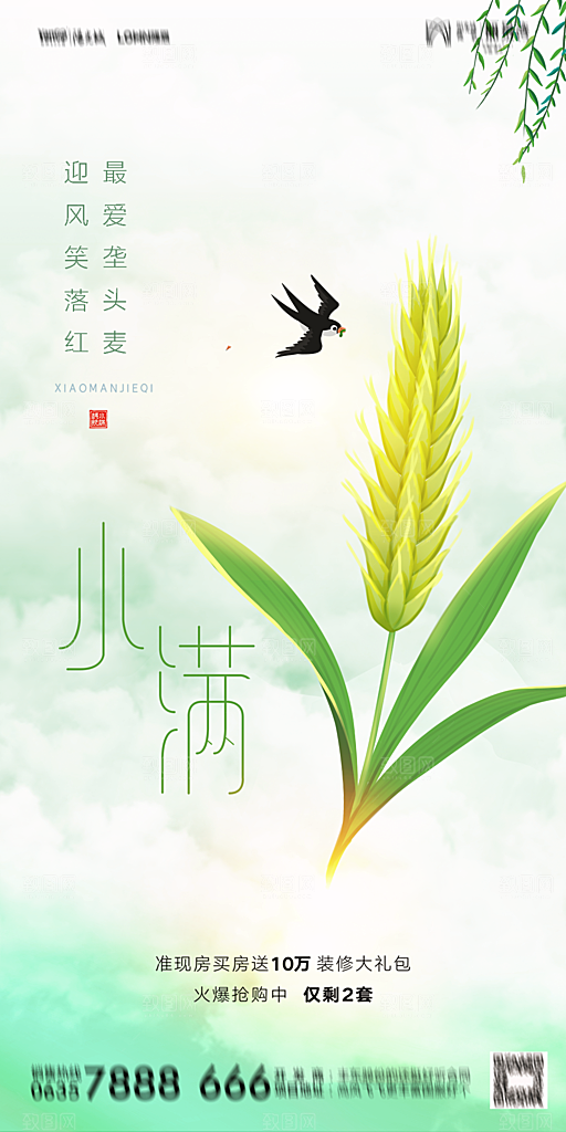 地产小满节气简约大气海报