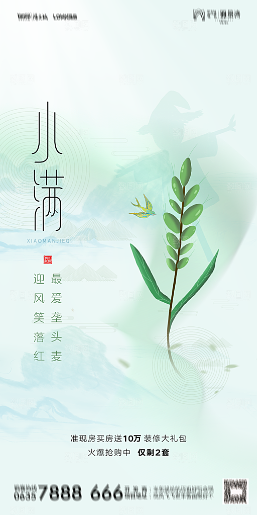 地产小满节气简约大气海报