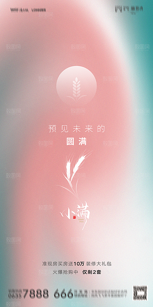 地产小满节气简约大气海报