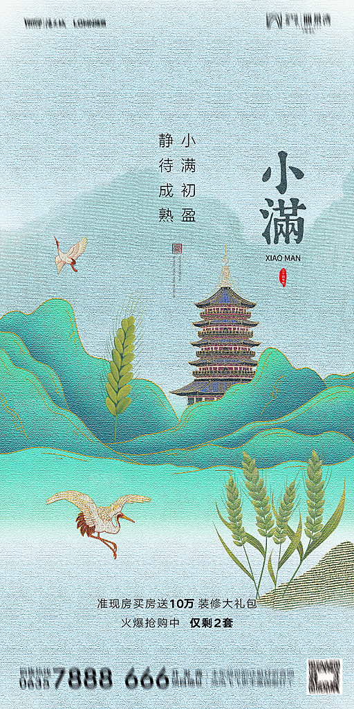 地产小满节气简约大气海报