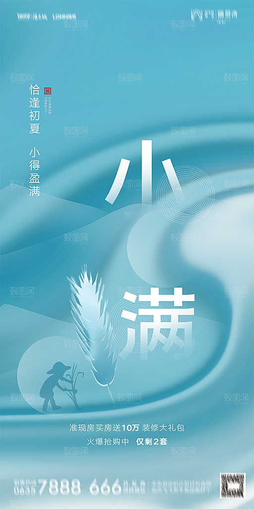 地产小满节气简约大气海报