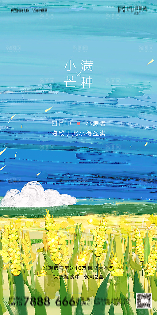 地产小满节气简约大气海报