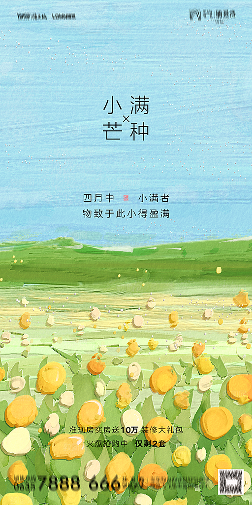 地产小满节气简约大气海报