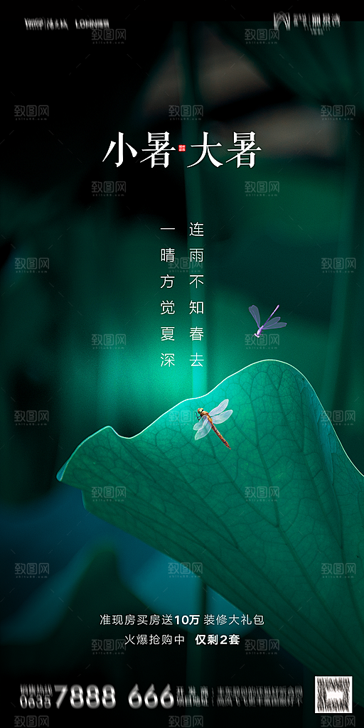 地产小暑节气简约大气海报