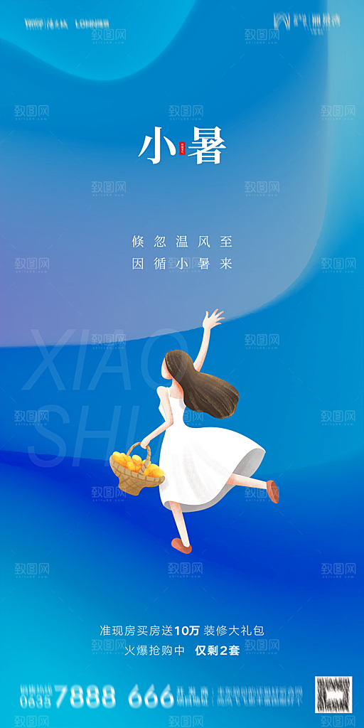 地产小暑节气简约大气海报