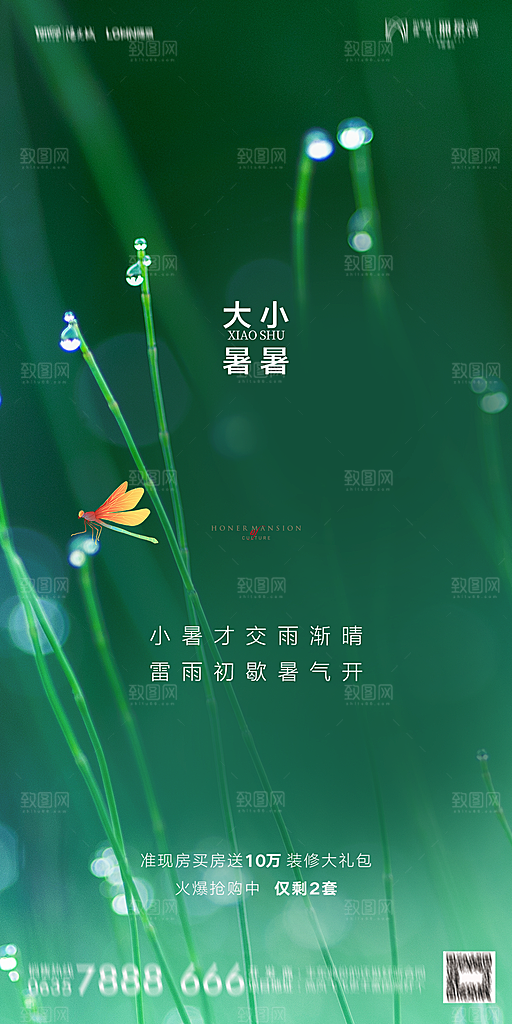 地产小暑节气简约大气海报