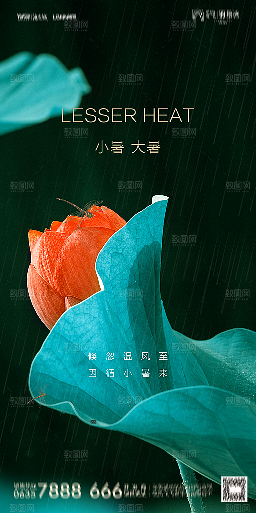 地产小暑节气简约大气海报