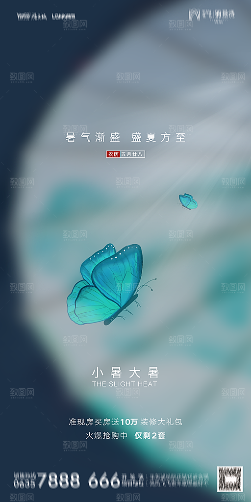 地产小暑节气简约大气海报