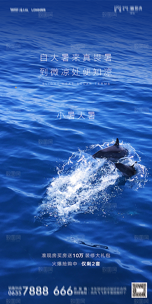 地产小暑节气简约大气海报