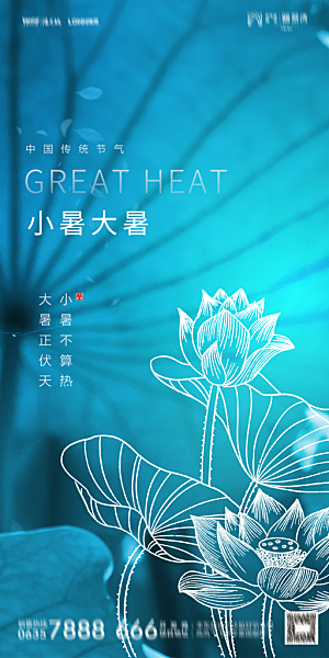 地产小暑节气简约大气海报