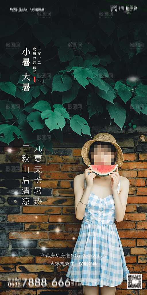 地产小暑大暑简约大气海报