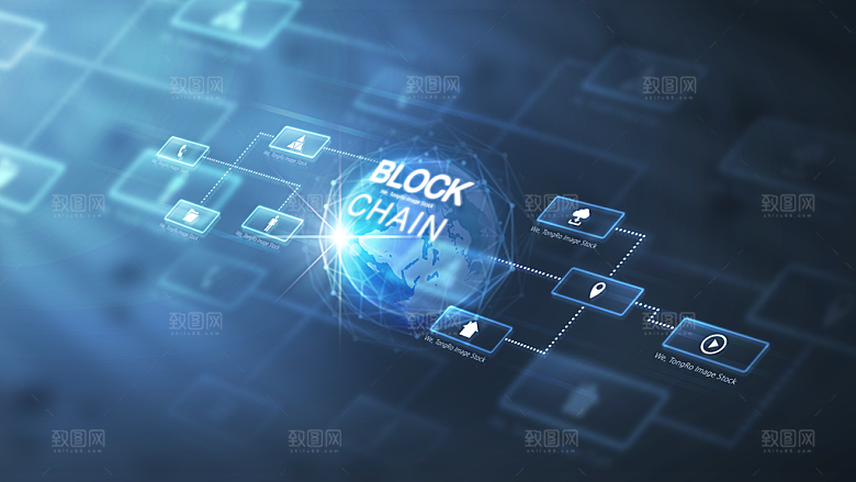 科技海报粒子几何形状3D特效大气蓝色
