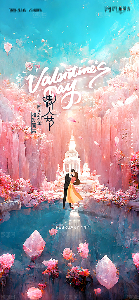 地产214情人节简约大气海报