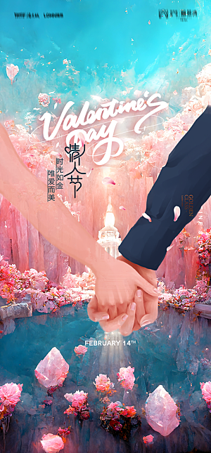 地产214情人节简约大气海报