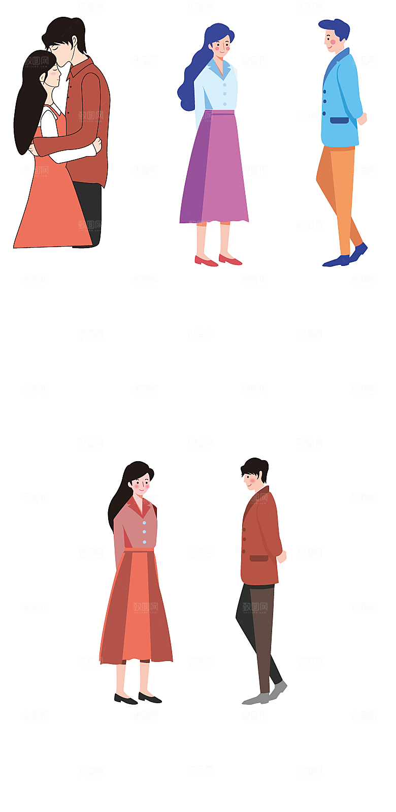 矢量插画人物双人