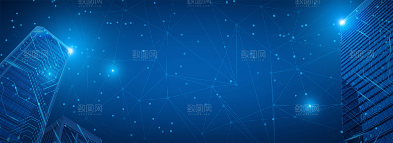 现代科技数据城市海报广告蓝色背景立体特效
