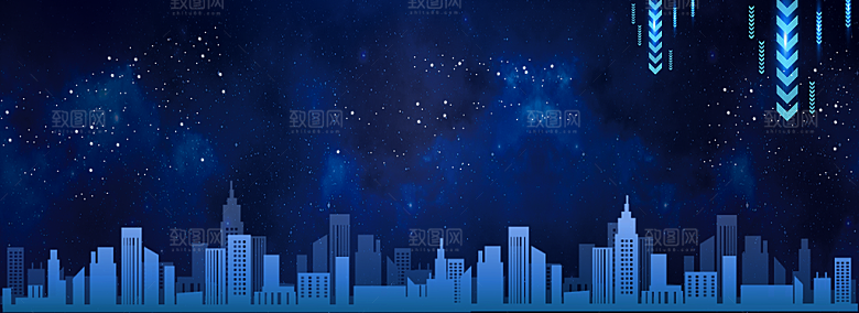 现代科技数据城市海报广告蓝色背景立体特效