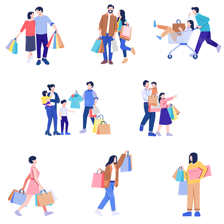 一家人购物人物套图