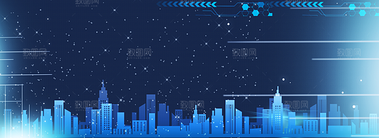 现代科技数据城市海报广告蓝色背景立体特效