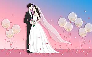 婚礼插画风元素设计