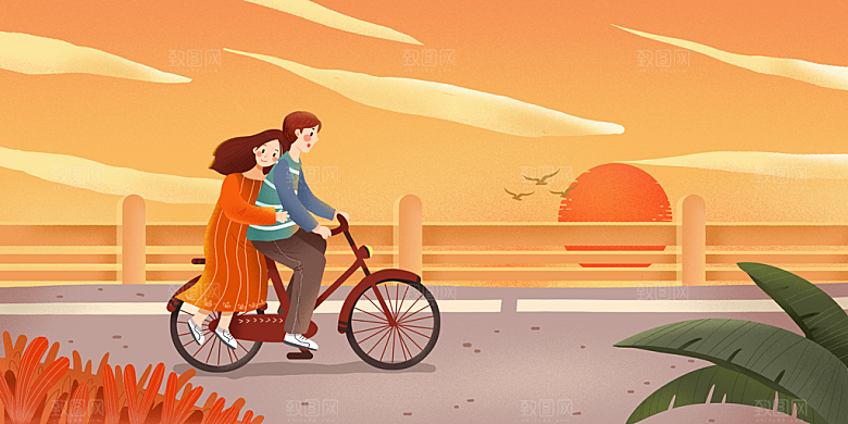 情人节插画风元素