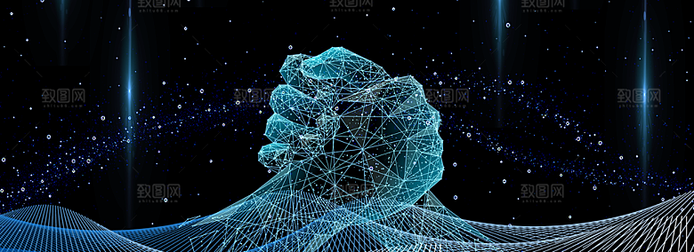 现代科技数据海报立体特效线性蓝色背景