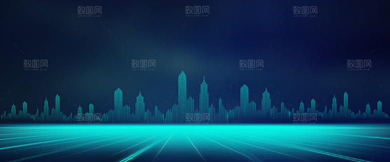现代科技数据海报立体特效线性蓝色背景