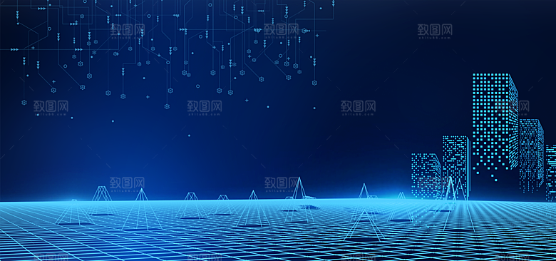 现代科技商务数据海报广告蓝色背景立体特效
