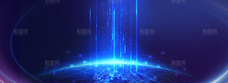 现代科技商务数据海报广告蓝色背景立体特效