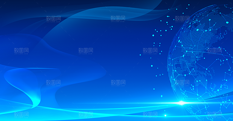 现代科技数据海报特效商务广告蓝色背景