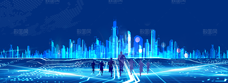 现代科技数据海报特效商务广告蓝色背景