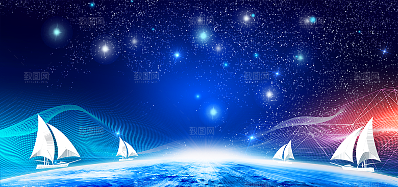 现代科技数据海报特效商务广告蓝色背景