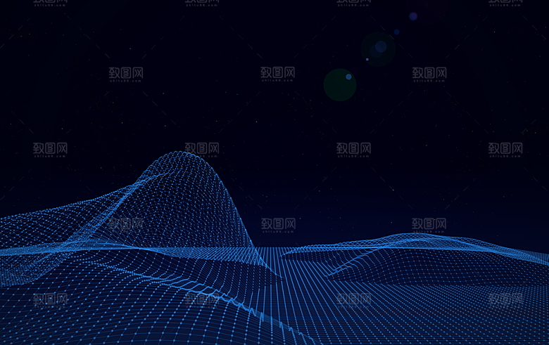 现代科技线性海报广告背景蓝色立体特效