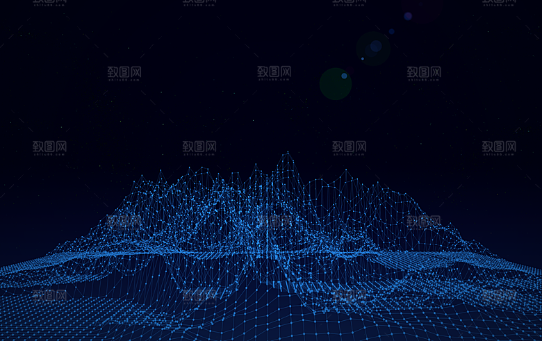 现代科技线性海报广告背景蓝色立体特效
