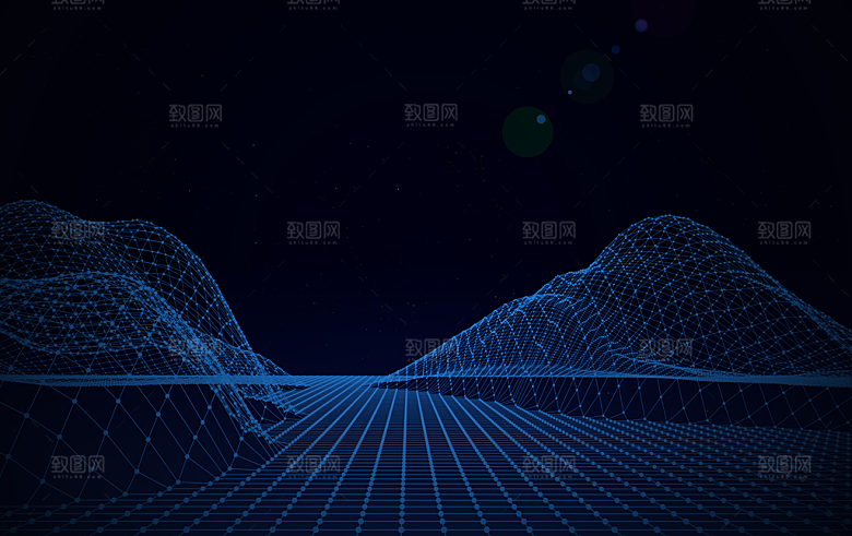 现代科技线性海报广告背景蓝色立体特效