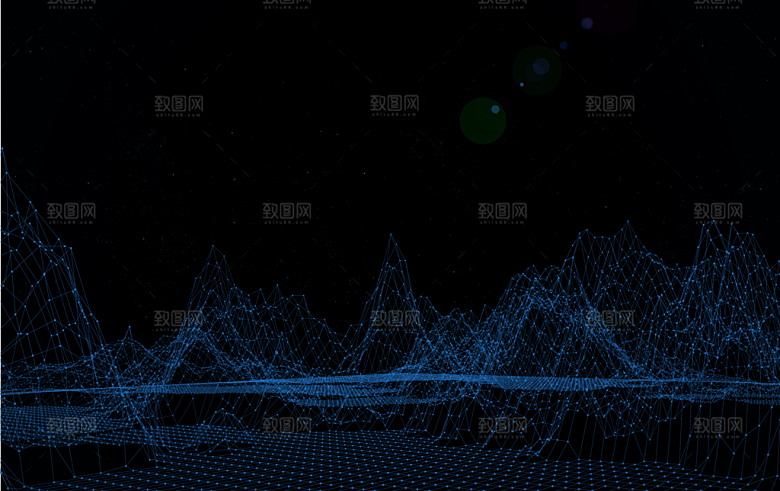 现代科技线性海报广告背景蓝色立体特效