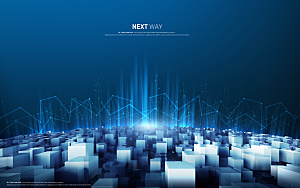 现代科技数据信息海报广告蓝色背景大气