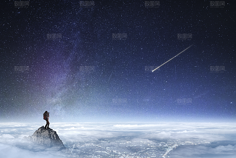 旅行夜晚星空星河银河星星天空大地风景海报