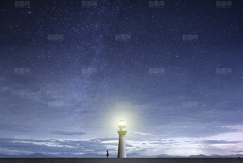 旅行夜晚星空星河银河星星天空大地风景海报