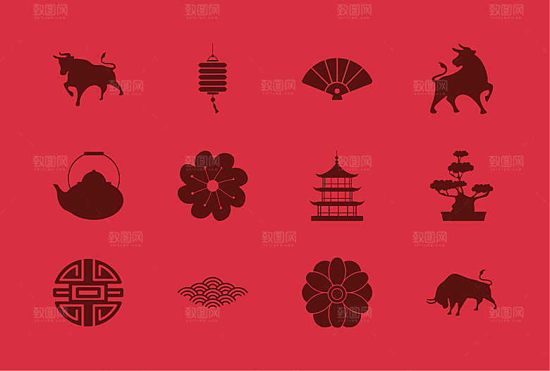中国风节日矢量图案元素