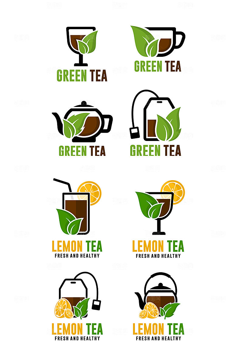 绿茶饮品LOGO矢量元素