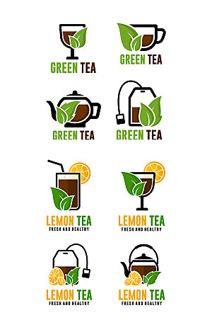 绿茶饮品LOGO矢量元素