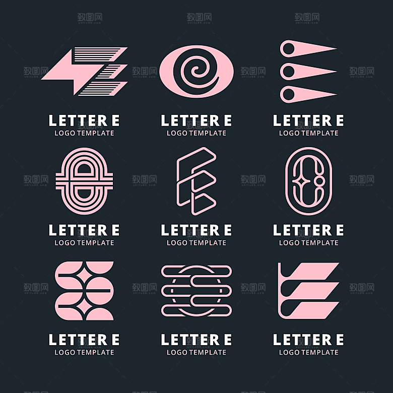 e字母LOGO矢量元素
