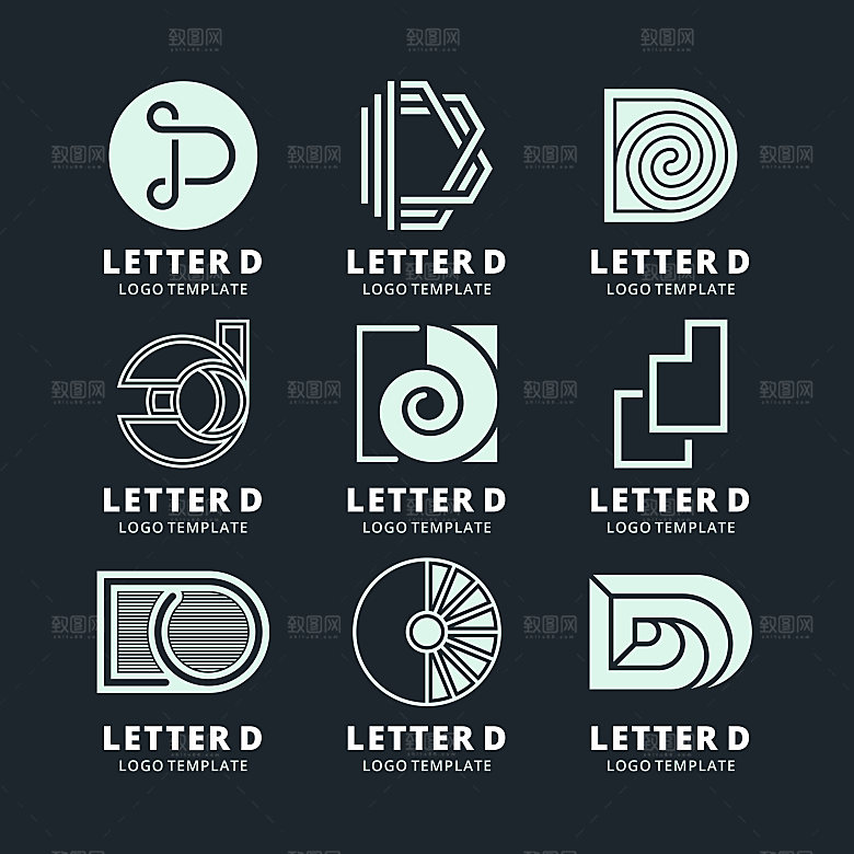 D字母LOGO矢量元素